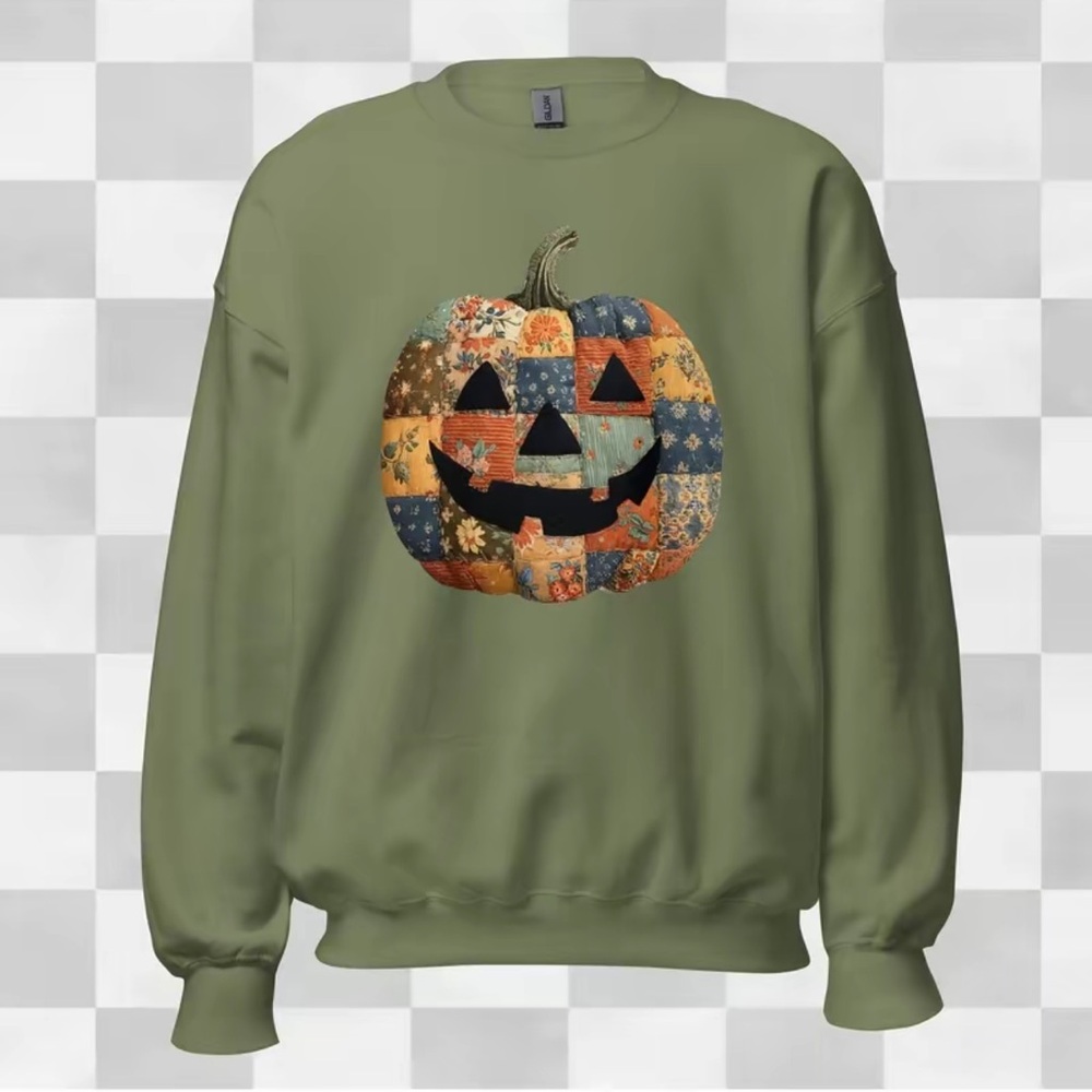 Patchwork Pumpkin Unisex Crewneck 🎃